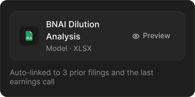 BNAI dilution analysis artifact linked to prior filings